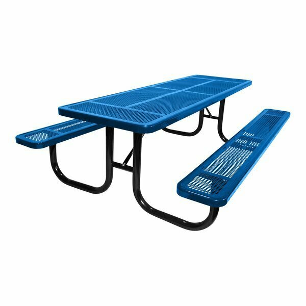 Ultra Site 4' Blue Heavy-Duty Rectangular Perforated Table 48'' x 64 13/16'' x 30 5/16'' 38A158P4BL